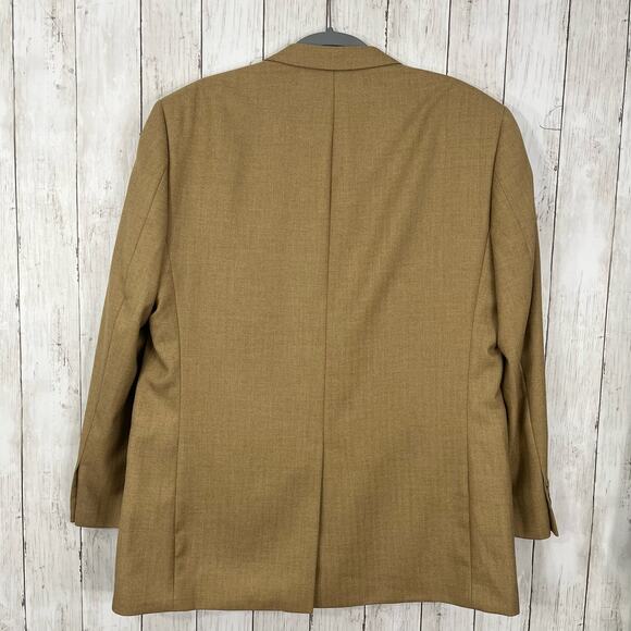 Andrew Fezza 2 Button Light Brown Tan Basic Suit Blazer Sports Coat 42R - Picture 2 of 11